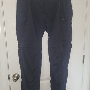 Columbia Pants Men's 36x34 Black Convertible Cargo Outdoor Hiking Nylon Zip Off